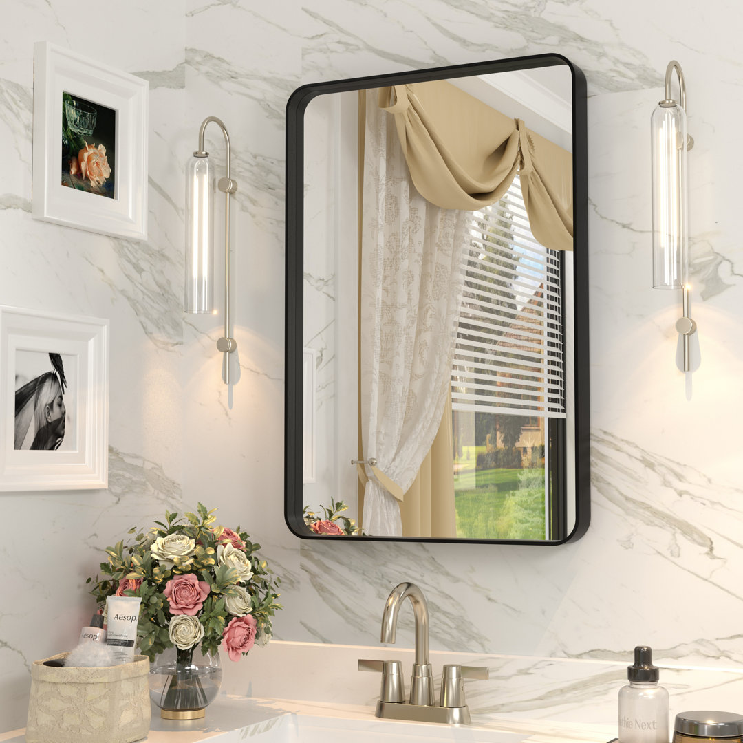 Aevar High-Strength Tempered Glass and Aluminum Alloy Framed French Cleat Mounted Wall Decor Bathroom Vanity Mirror with 5-Year Warranty